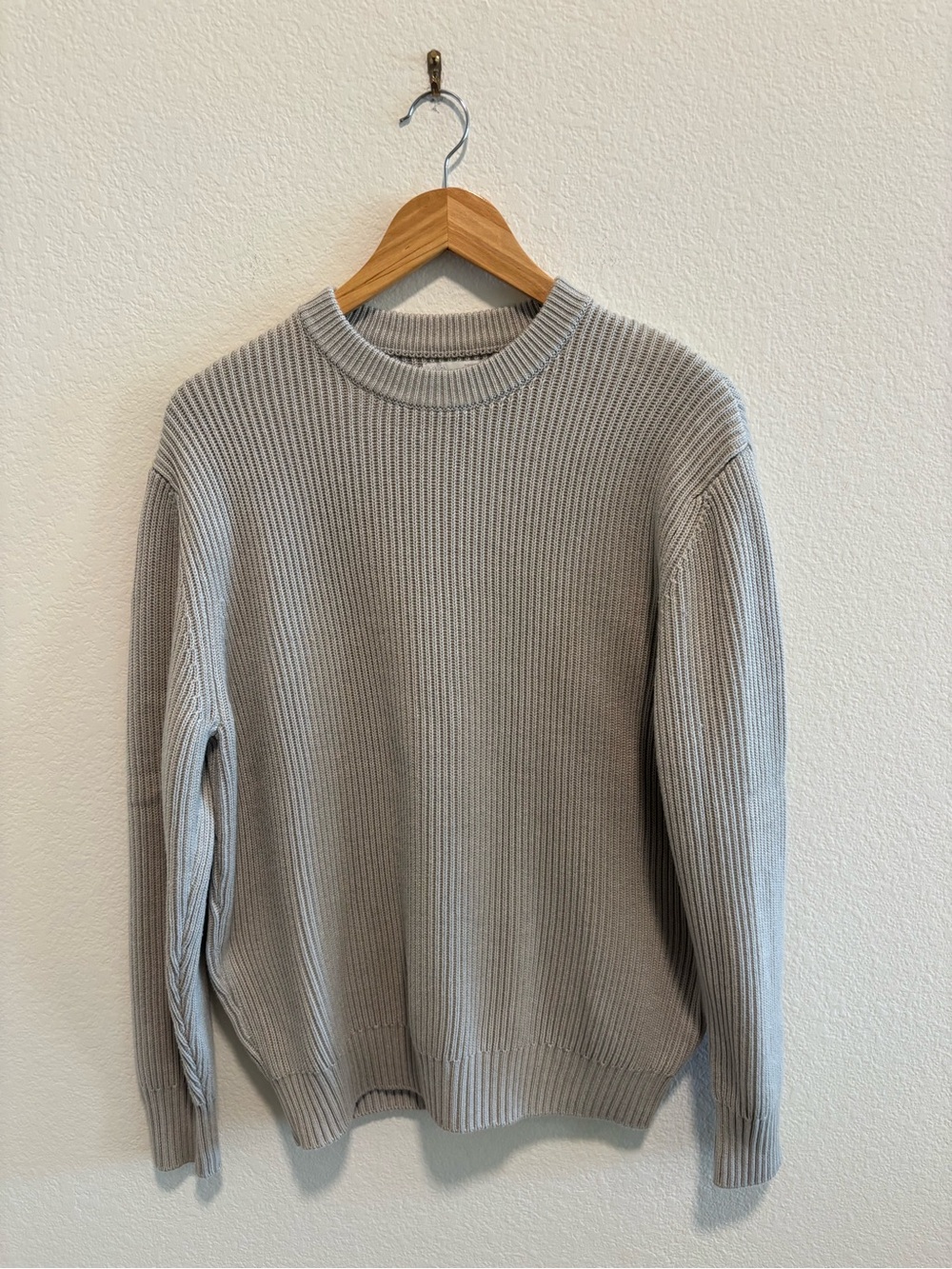 Men's Zara Neutral Ribbed Crewneck Sweater - Cream